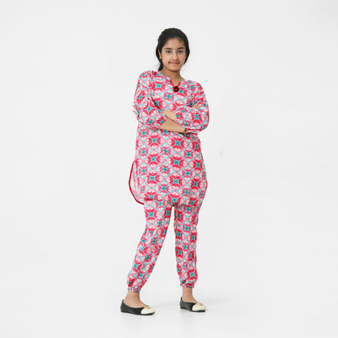Pink Printed 3pc Eastern Set